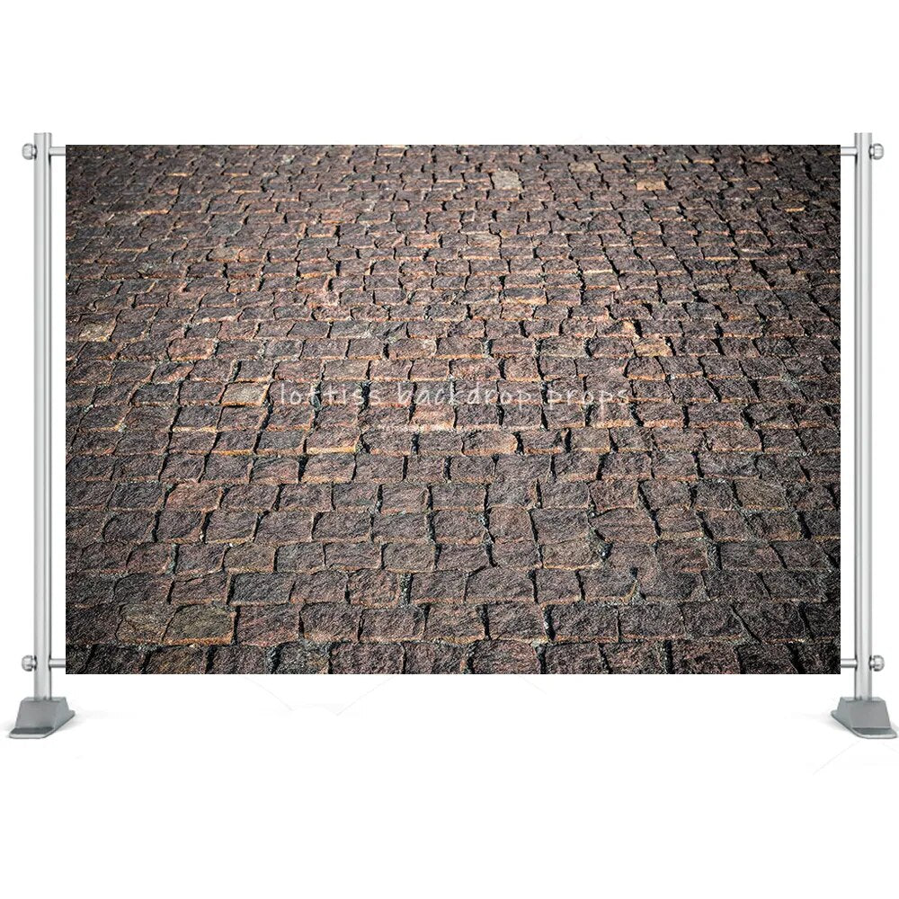 Dark Stone Road Backdrops Cobblestone Floor Photography Props Texture Design Pavement Street Background Photo Props