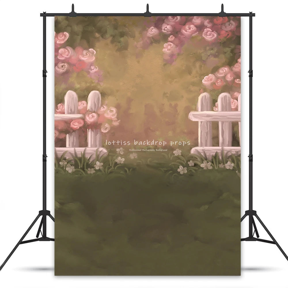 Pink Floral Garden Backdrops Kids Baby Photography Props Child Adult Birthday Photocall Decors Spring Flower Background