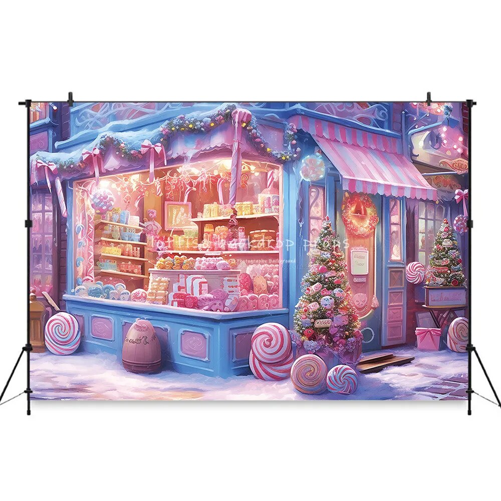 Arrière-plan de photographie de rue de noël, Portrait d'adulte, famille et enfant, séance photo, Train Polar Express, arrière-plan d'arbres de noël 