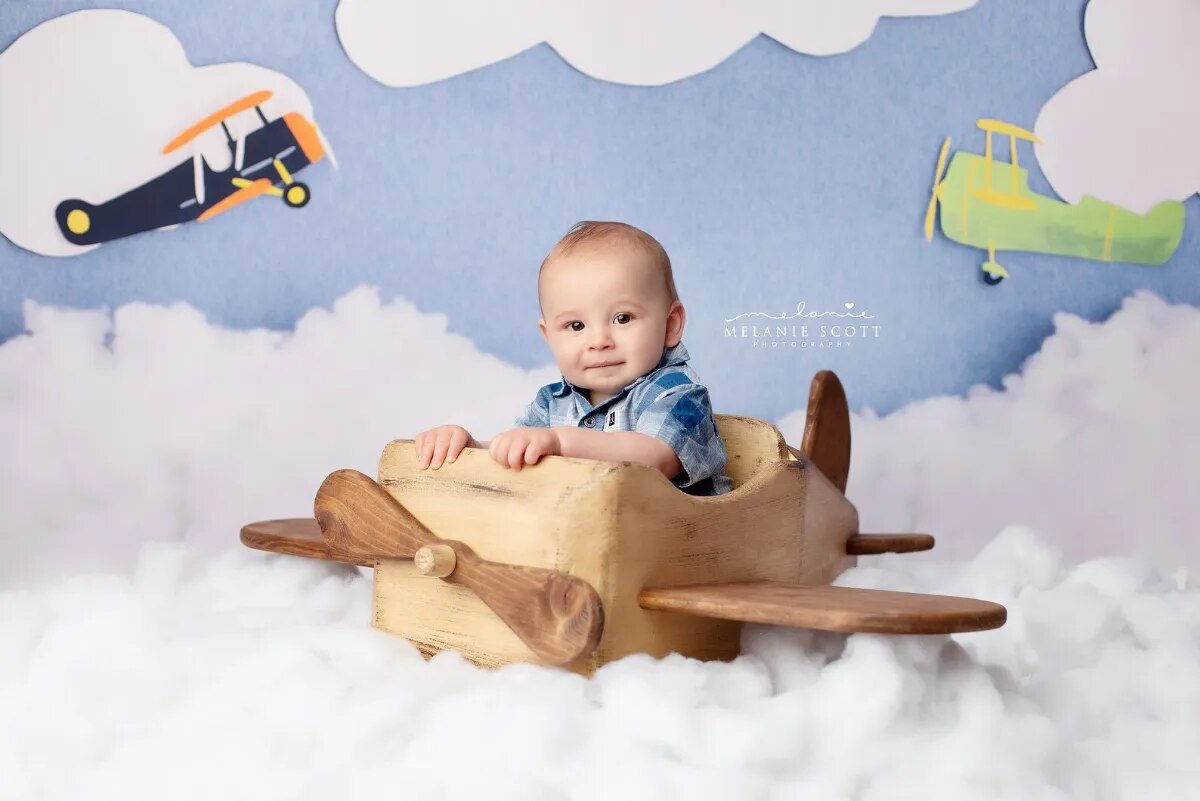 Plane Soaring Backdrops Kids Boy Portrait Photocall Child Baby Christmas Decors Toy Airplane Background Photo Studio