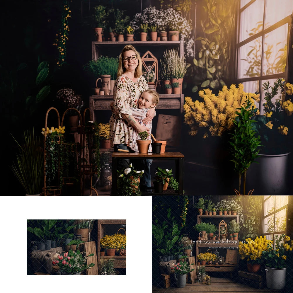 Green Room Nook Spring Backdrops Kids Girl Photography Child Adult Photocall Child Adult Photocall Flower Bloom Backgrounds