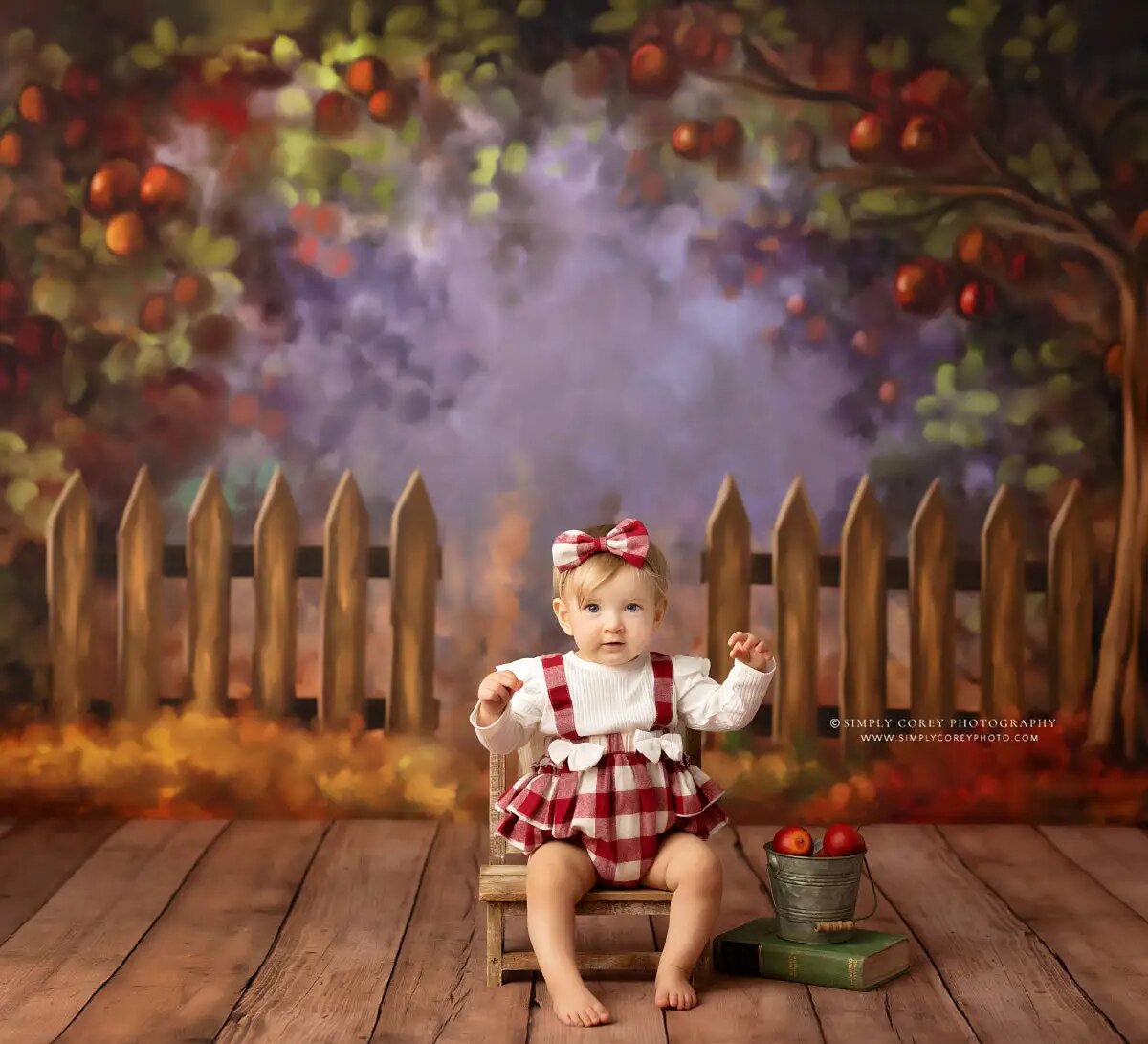 Arrière-plan rustique de ferme de pommiers d'automne, accessoires de photographie pour enfants et adultes, décors de séance photo pour enfants et bébés, arrière-plan de récolte d'automne 