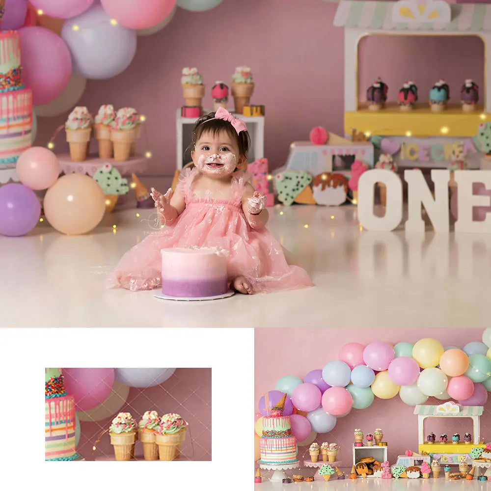 Dessert Donut Cake Smash Backdrop Balloons Baby 1st Birthday Decor Child Girls Photocall Photography Prop Studio Background