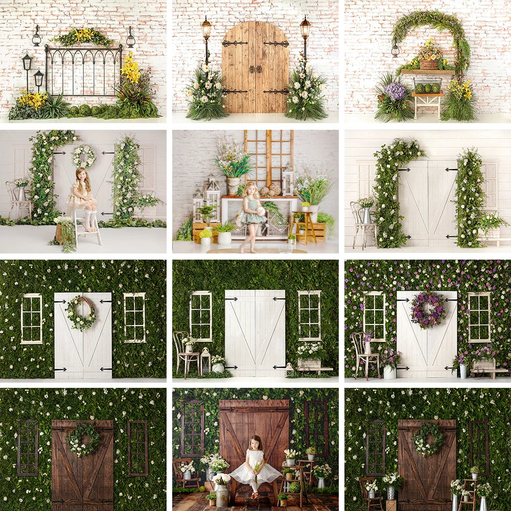 Spring Garden Plant Floral Wall Backdrops Kids Baby Photography Props Child Adult Girl Photocall Flower Decors Background