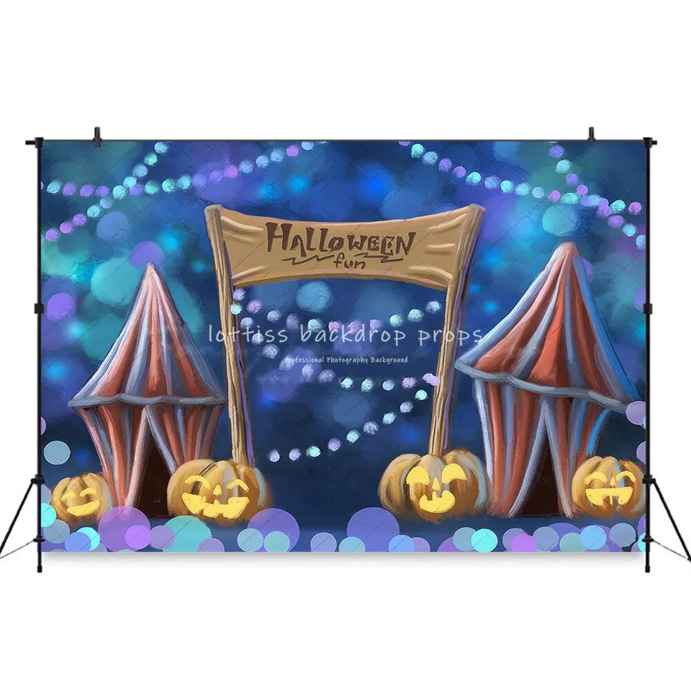 Halloween Party Backdrops Adult Child Photography Circus Tent Pumpkin Lantern Decors Birthday Cake Smash Festival Backgrounds