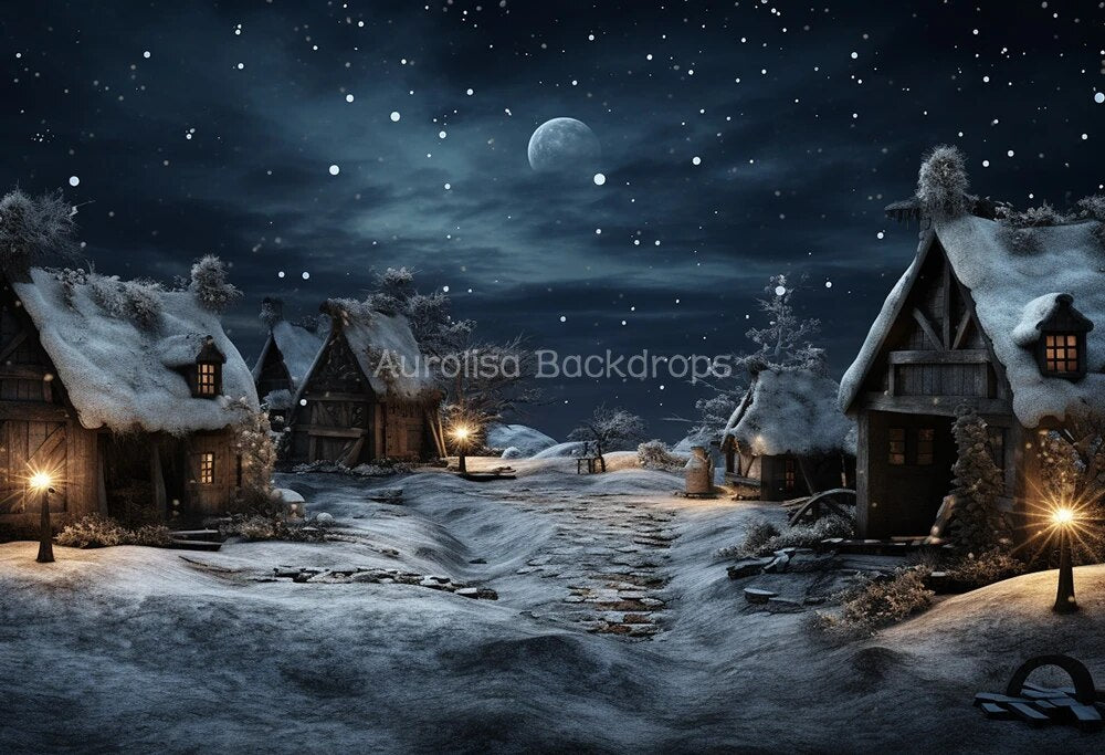 Winter Chrismas Night Backdrop Kids Baby Photography Props Child Adult Photocall Decor Snowflake Big Moon Xmas Forest Background