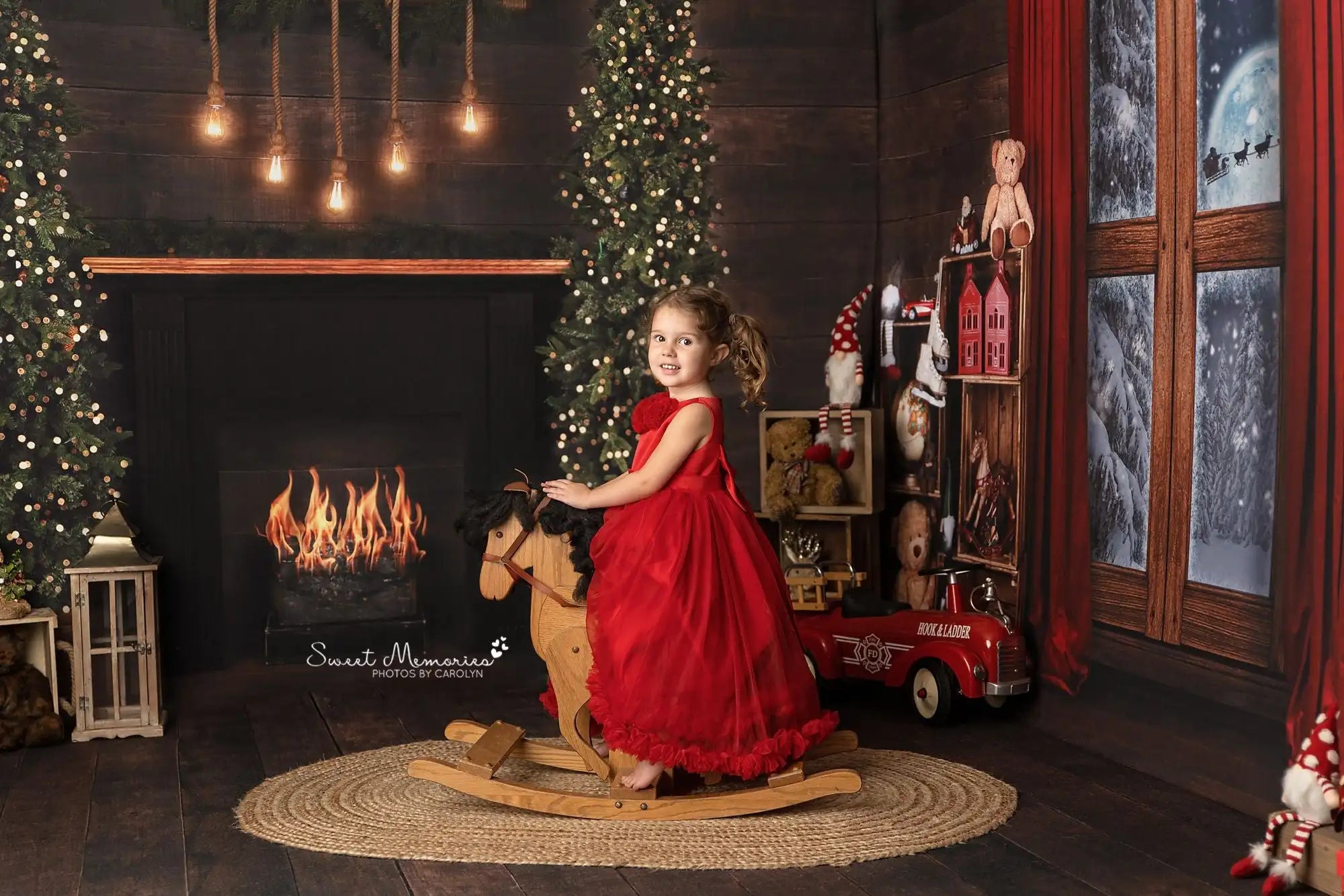 Cozy Fireplace Christmas Backdrop Kids Baby Birthday Photocall Decors Child Adult Family Photography Backgrounds