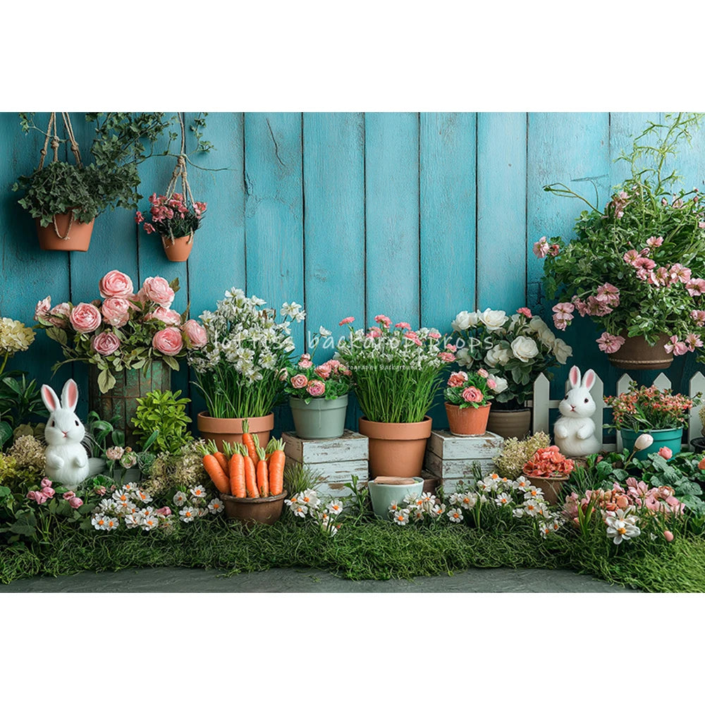 Easter Bunnies Carrots Farm Backdrops Kids Baby Birthday Cake Smash Photocall Spring Garden Jungle Props Backgrounds