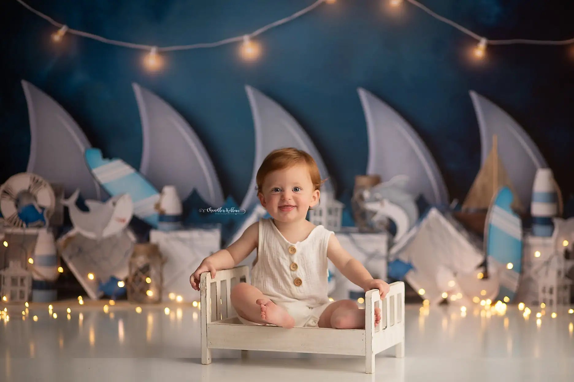 Shark Boat Backdrops Kids Boy Photography Props Child Baby Birthday Cake Smash Photocall Decors Sea Ship Captain Backgrounds