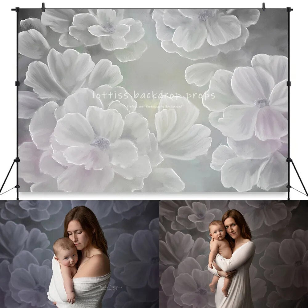 Décors floraux légers Gril femme enceinte Portrait enfant bébé Photocall main peinture fleur fond Photostudio accessoires 