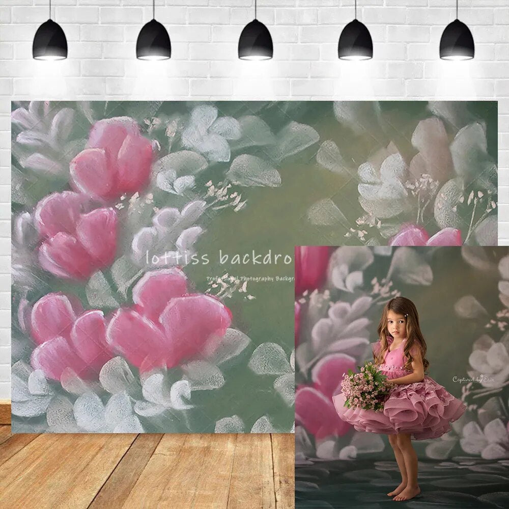 Retro Oil Painting Abstract Photography Backdrops Spring Garden Flowers Backgroud Child Portrait Photo Studio Photocall Props