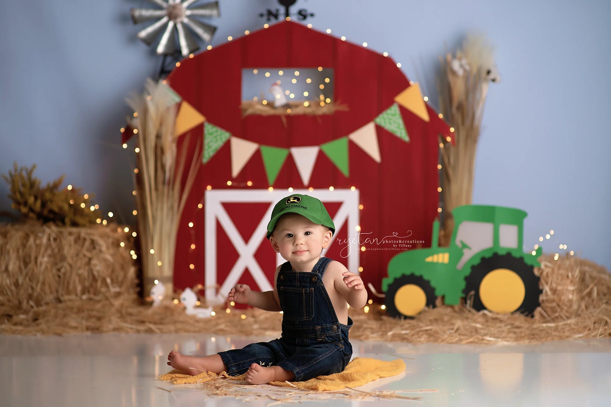 Farm Red Barn and Little Car Backdrop Child Baby Birthday Cake Smash Photography Decor Studio Backgrounds