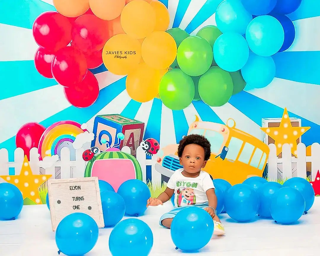 Balloons Arch and Cars Birthday Backdrop Kids Baby Cake Smash Photography Props Child Boys Adult Studio Backgrounds