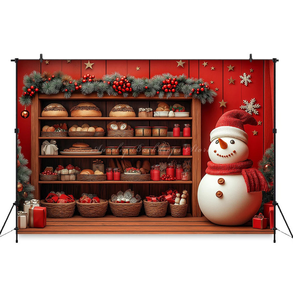 Large Cabinet With Christmas Decorations Photo Backdrop Kids Baby Cake Smash Photography Props Family Party Photocall Background