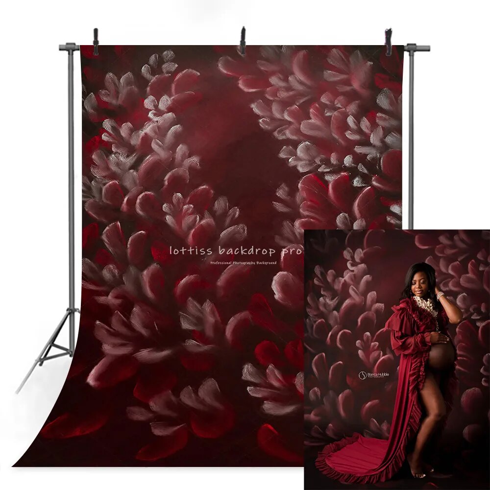 Hand Drawn Red Flower Backdrops Abstract Texture Baby Shower Props Kids Art Portraits Photo Studio Floral Photography Background