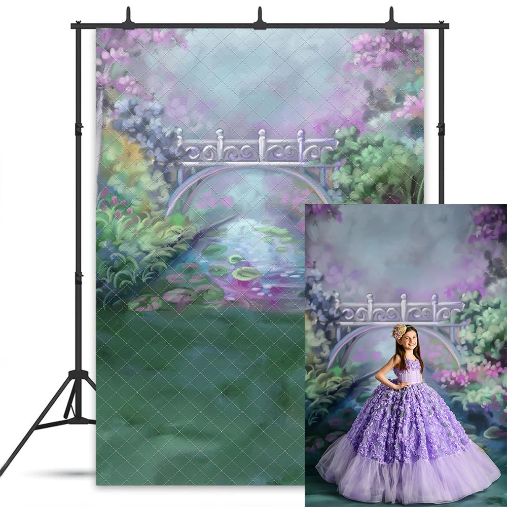 Under The Bridge Spring Backdrops Kids Girl Photography Props Child Baby Photocall Decors Floral River Backgrounds