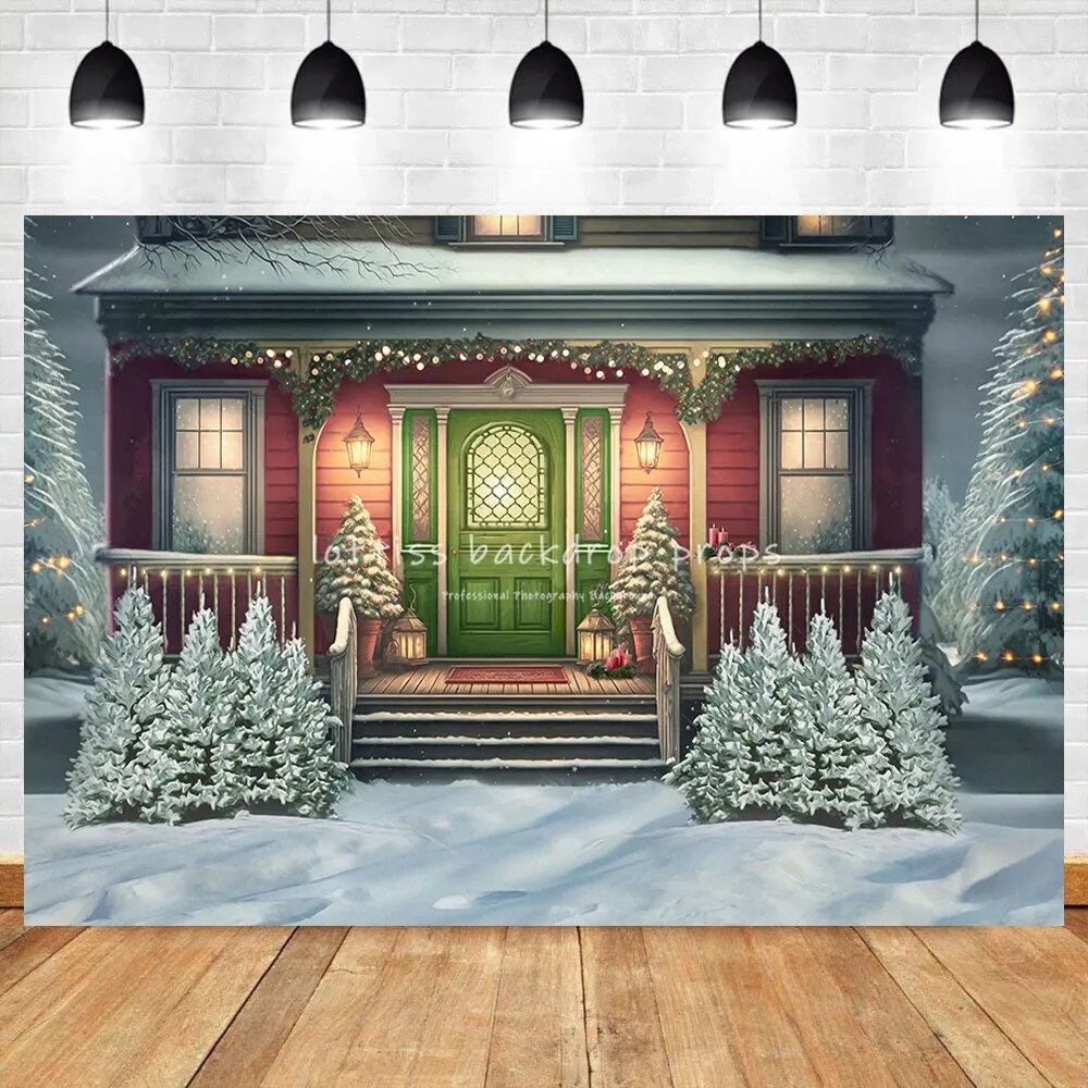 Christmas Castle Photography Backdrops Children Family Photocall Baby Girl Xmas House Door Festival Background