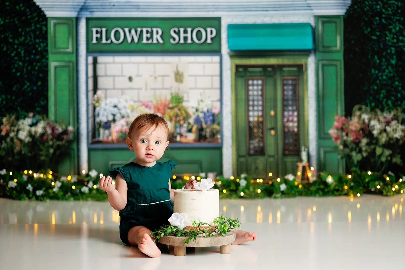 Green Thumb Flower Shop Backdrop Kids Baby Cake Smash Photography Props Child Adult Photocall Props Spring Floral Background