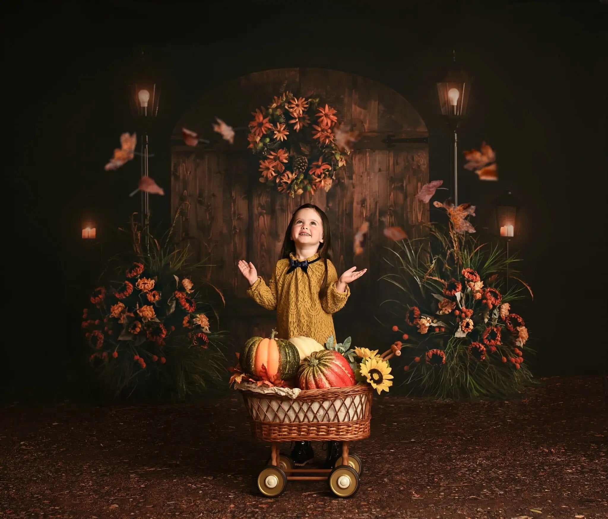 Autumn Harvest Farm Door Backdrops Kids Adult Photocall Props Child Baby Birthday Photography Decors Fall Barn Background