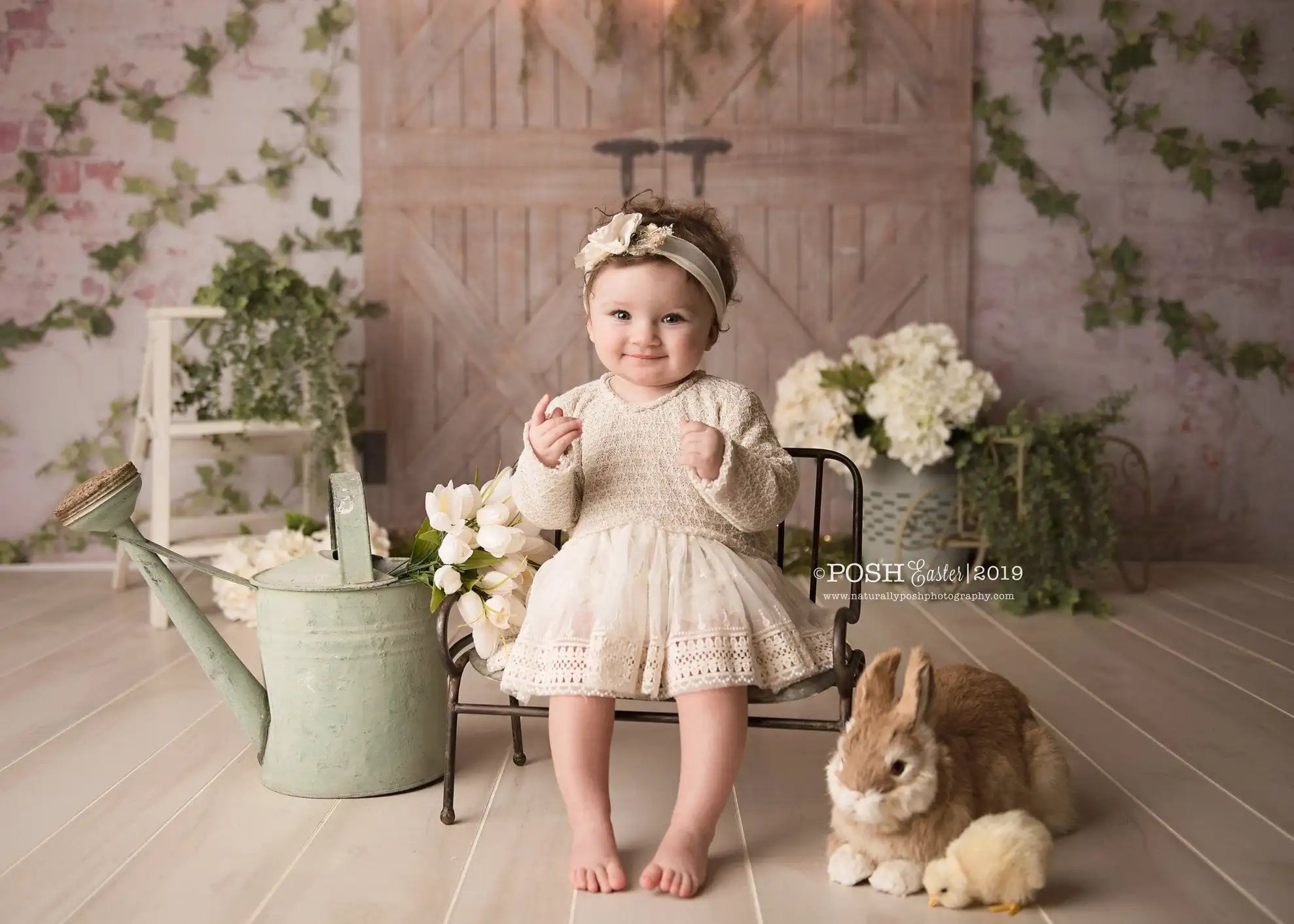 Spring Terrace Wooden Door Backdrops Kids Baby Photography Props Child Adult Photocall Decors Garden Brick Wall Backgrounds