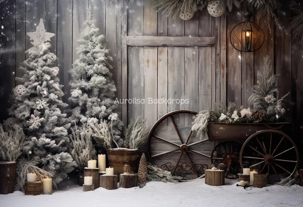 Winter Snowy Forest Backdrops Kids Baby Photography Props Child Adult Photocall Decors Xmas Trees Snowflake Windows Background