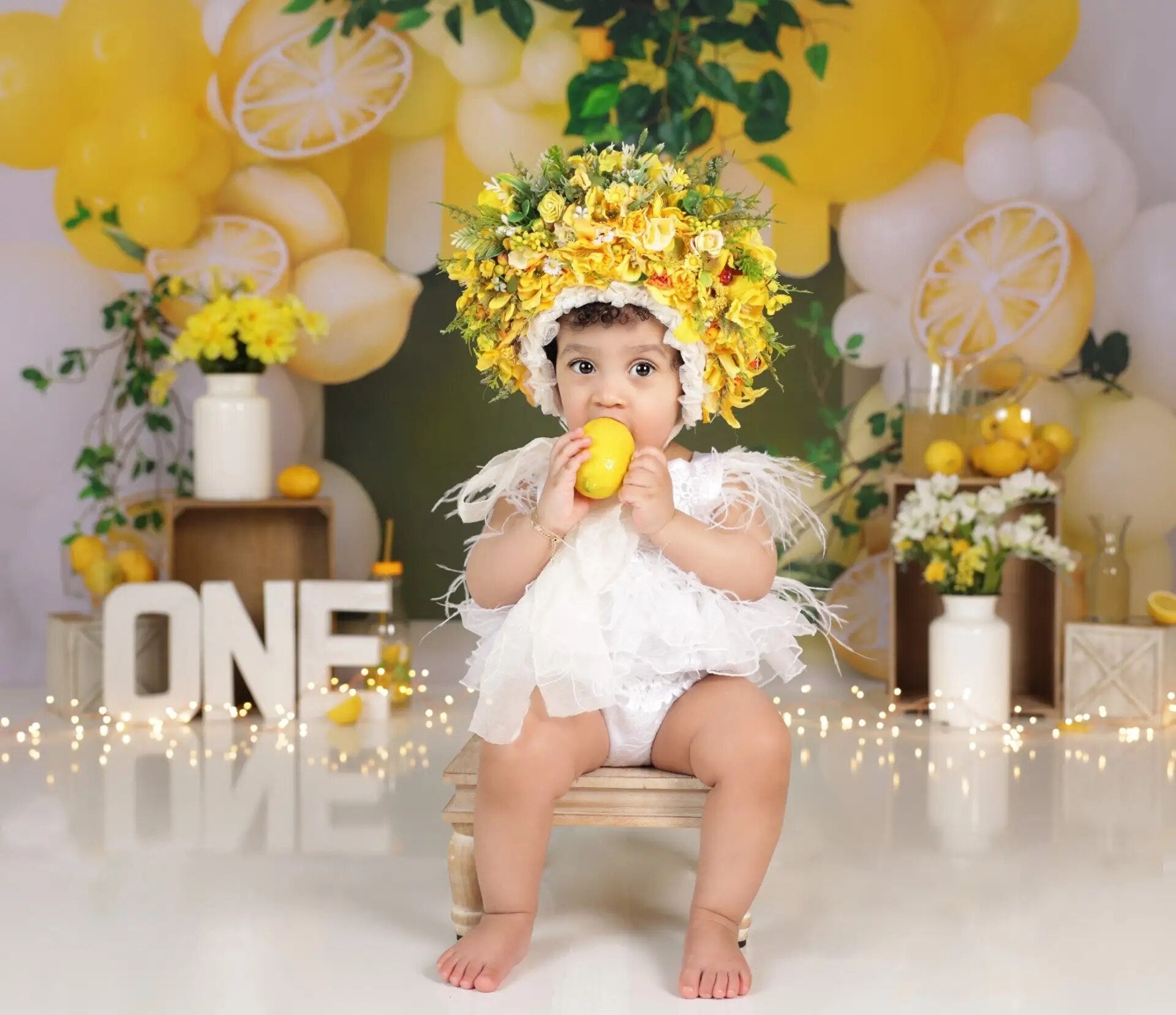 Summer Bright Lemons Backdrops Baby Kids Photography Portrait Props 1st Birthday Cake Smash Photostudio Background