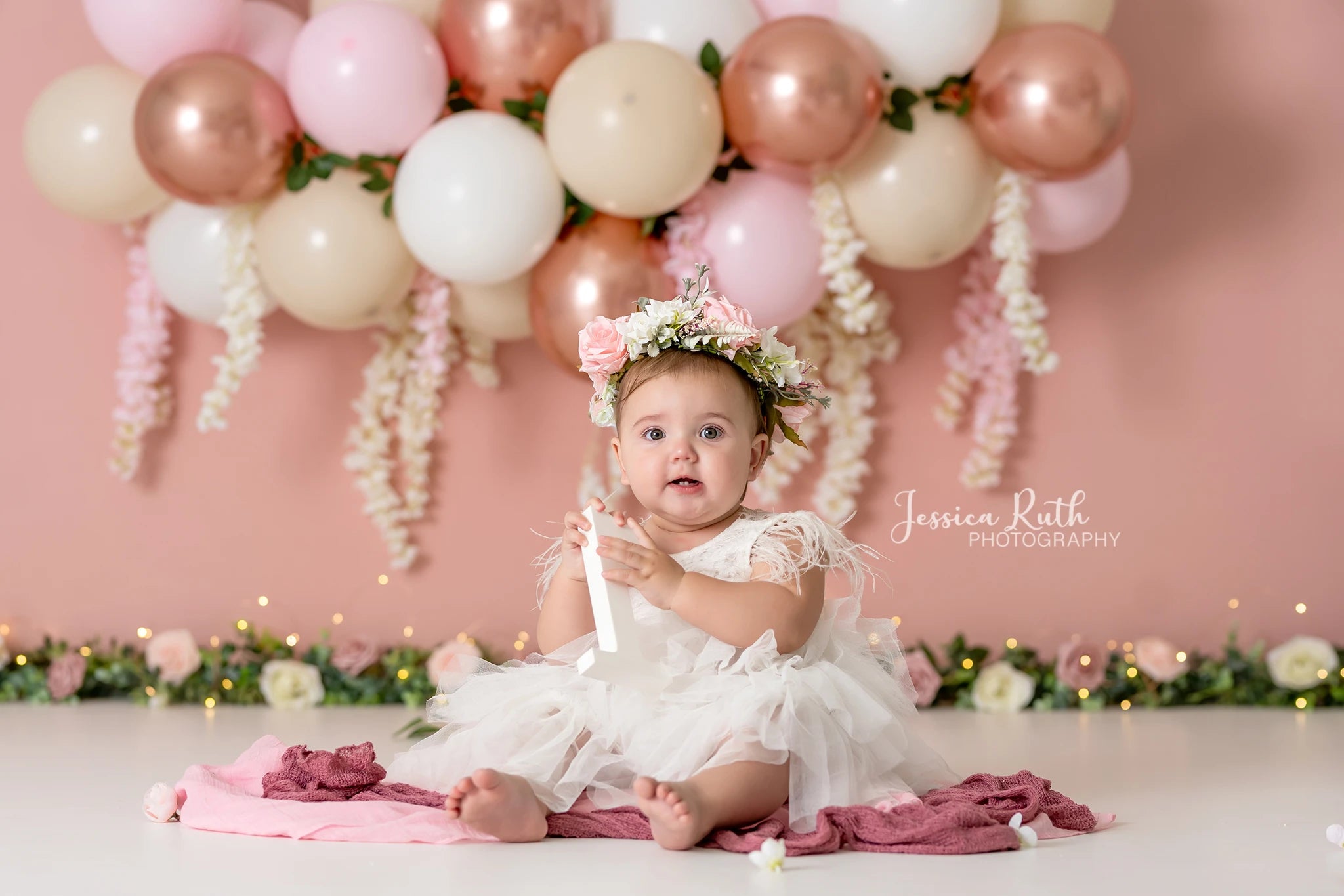 Balloon Garland Photography Backdrop Spring Boho Kids Baby Girls Cake Smash Photocall Decors Farm Barn Boys Adult Birthday Props