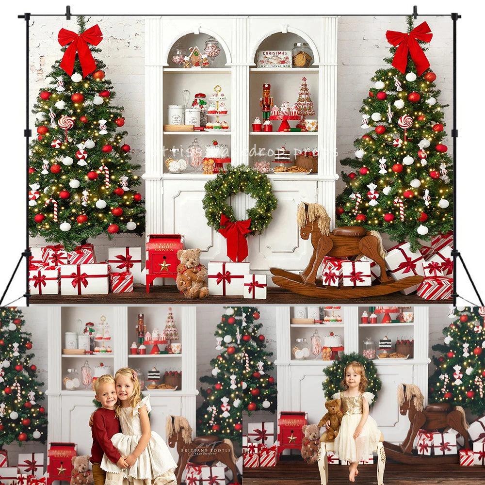 Christmas Holiday Cupboard Backdrops Kids Baby Photography Props Child Adult Photocall Decors Festival Background