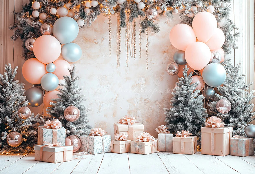 Christmas Theme Balloon Arch Photography Backdrop Kids Baby Cake Smash Photocall Decors Child Adult Birthday Photo Backgrounds