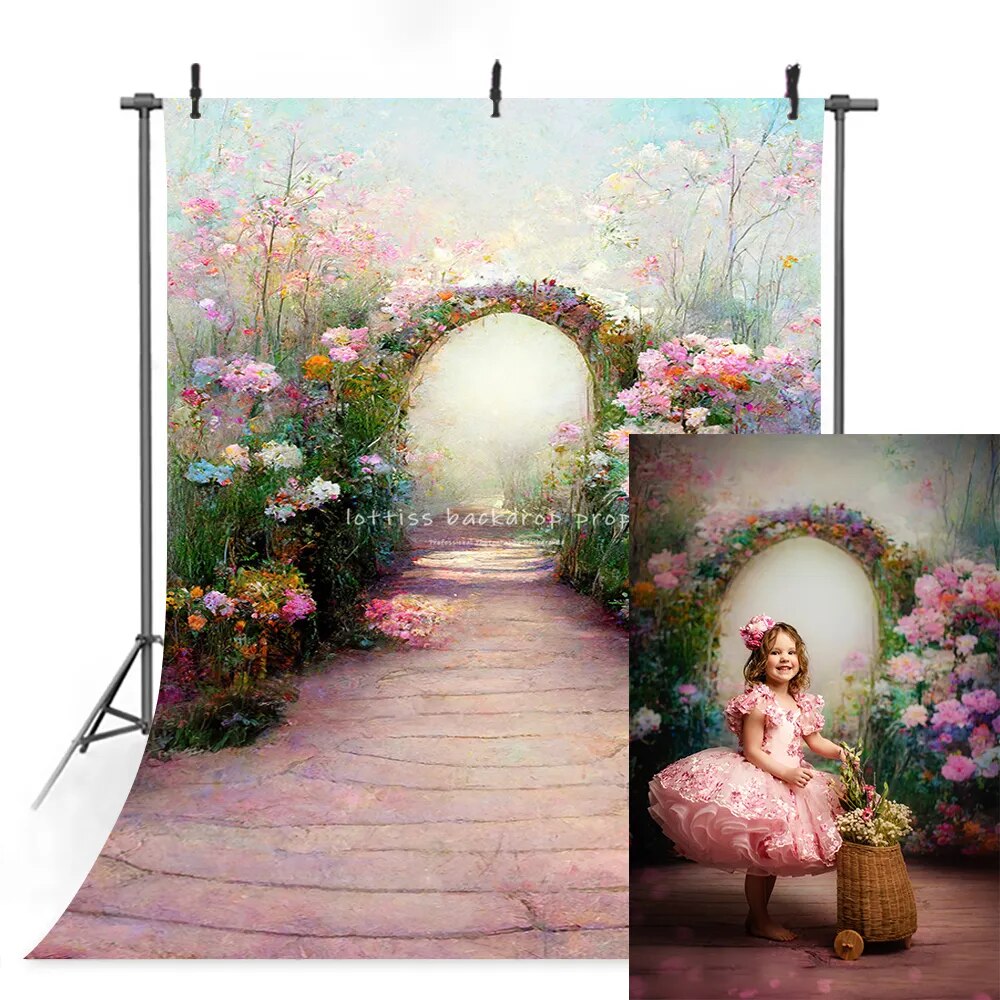 Gateway To Paradise Garden Photography Backdrops Child Girl Photocall Adult Baby Birthday Props Spring Floral Background