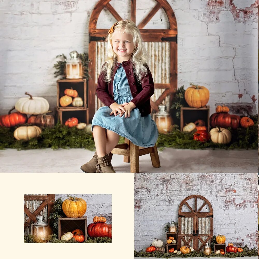 Autumn Archway Backdrops Kids Baby Photocall Props Child Adult Photography Fall Farm Pumpkin Decors Background