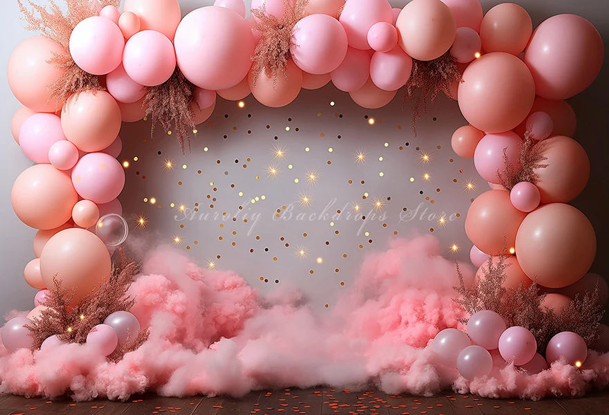 Pink Rainbow Balloons Photography Backdrop Kids Baby Cake Smash Photocall Decors Child Girls Adult Photo Shoot Studio Background