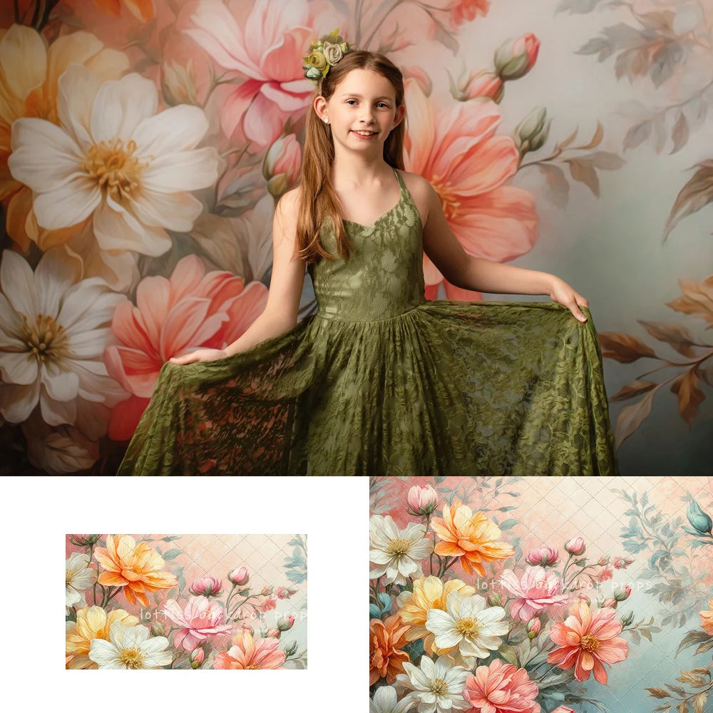 Retro Oil Painting Floral Fusion Backdrops Kids Woman Photography Child Baby Photocall Decors Pregnant Floral Backgrounds