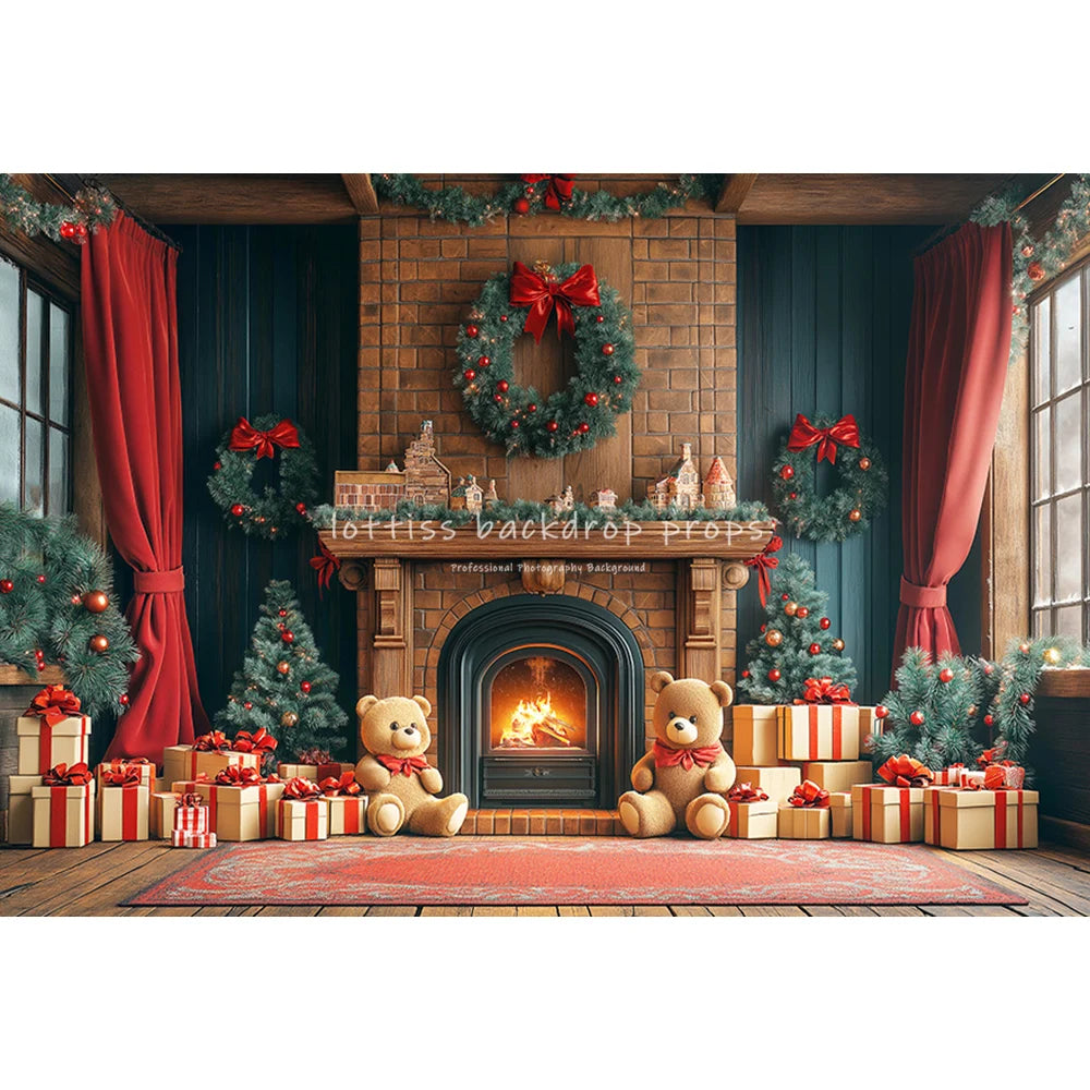 Winter Xmas Cottage Backdrops Kids Adult Photography Child Baby Photocall Snowflake Arch Windows Backgrounds