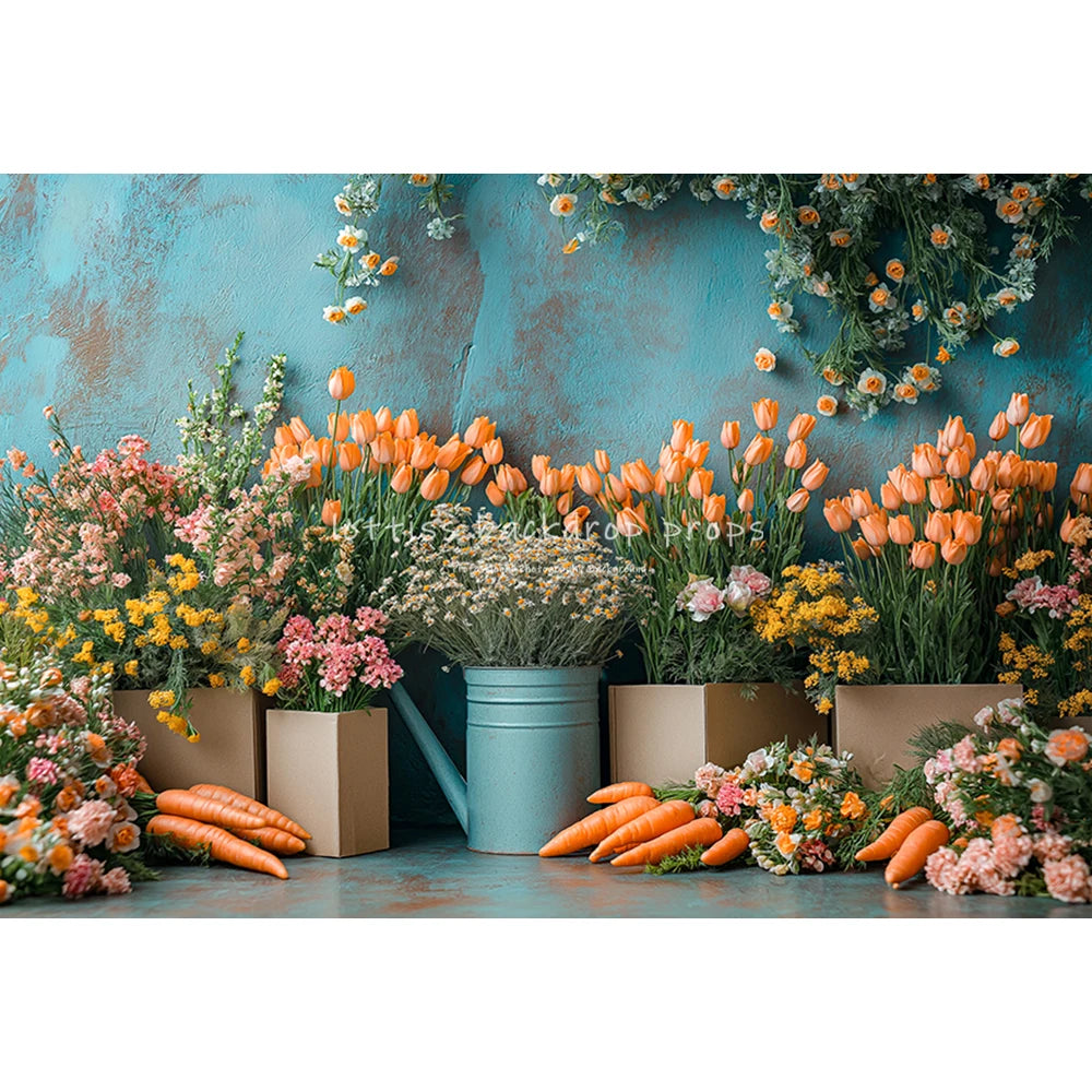 Easter Carrots Backdrops Kids Baby Cake Smash Photography Baby Child Adult Photocall Bunnies Cottage Spring Garden Backgrounds