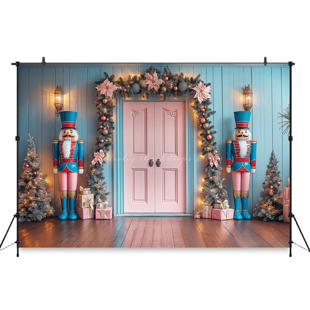 Pink and Blue Toyman Photography Backdrop Christmas Themed Kids Baby Cake Smash Photocall Decors Studio Backgrounds