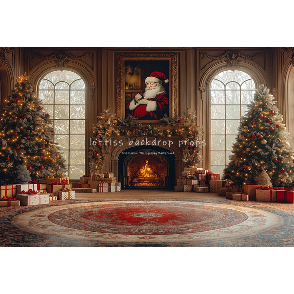 Santa Fireplace Living Room Backdrops Kids Adult Photography Child Baby Photocall Retro Castle Christmas Backgrounds