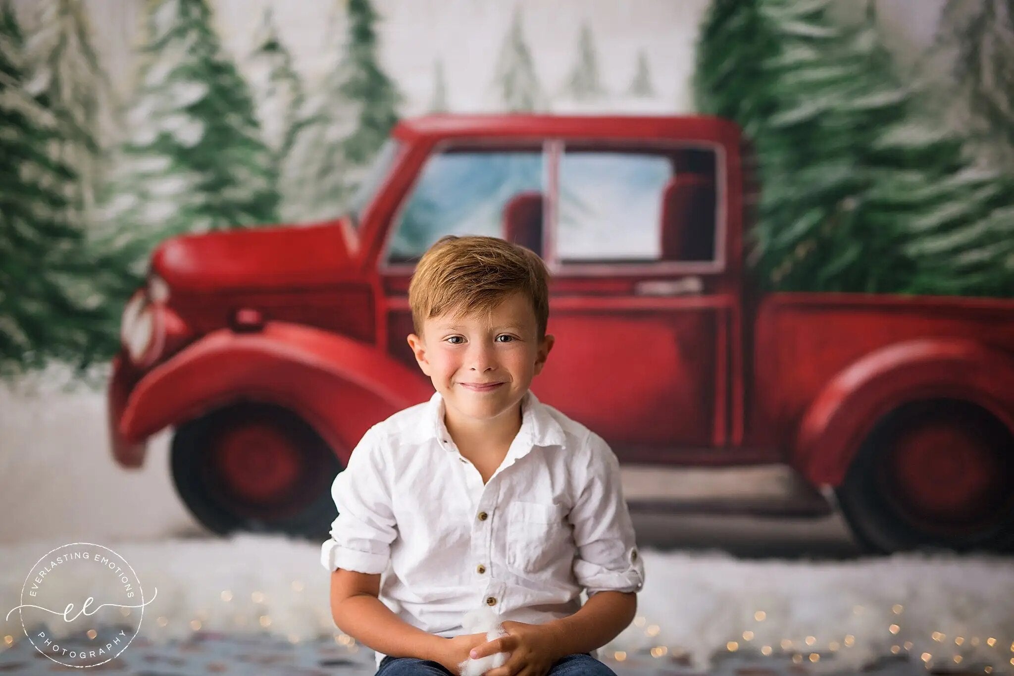 Winter Snowy Little Red Truck Backdrops Adult Kids Portrait Child Photography Snowflake Forest Background For Photostudio Props