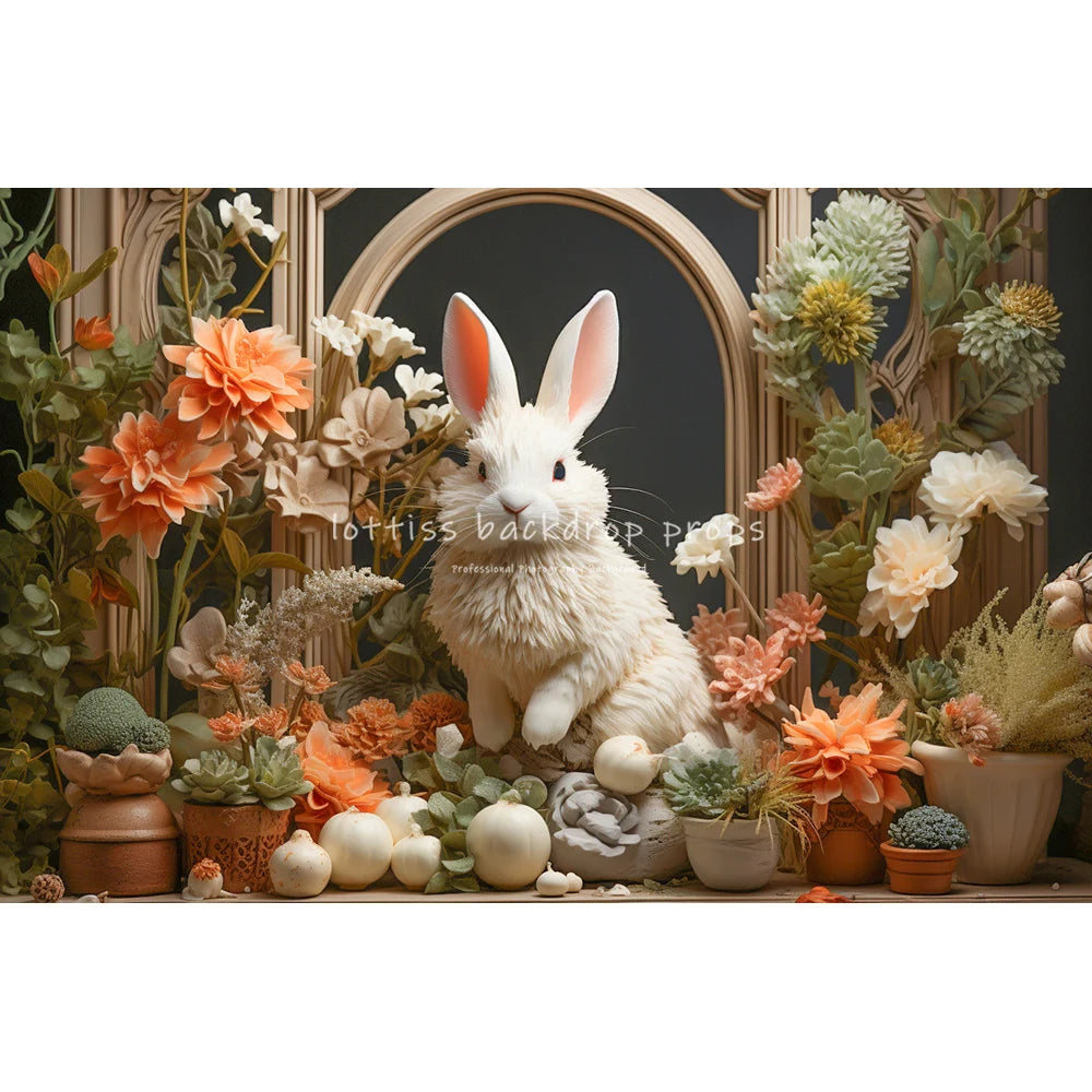 Spring Easter Bunny Garden Backdrops Kids Adult Photography Child Baby Photocall Retro Rustic Wall Flower Windows Backgrounds