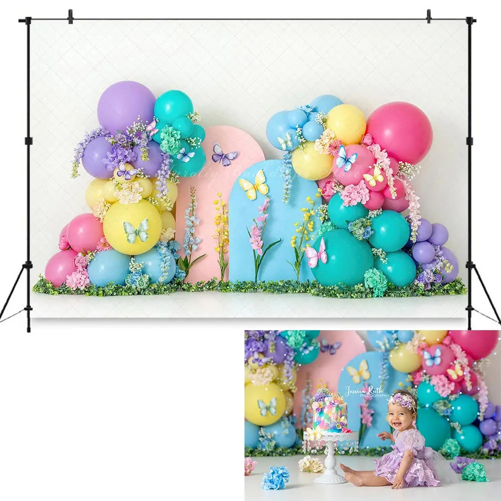 Fairy Balloons Arch Backdrop Wonderland Party Decors Kids Baby Cake Smash Photography Props Child Adult Birthday Backgrounds