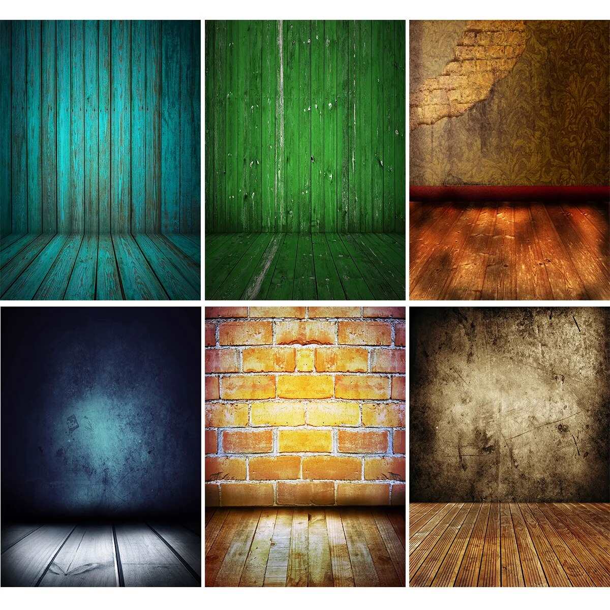 Art Fabric Photography Backdrops Props Wooden Floor Concrete Brick Wall Baby Portrait Photo Studio Background 21802ZTN-02