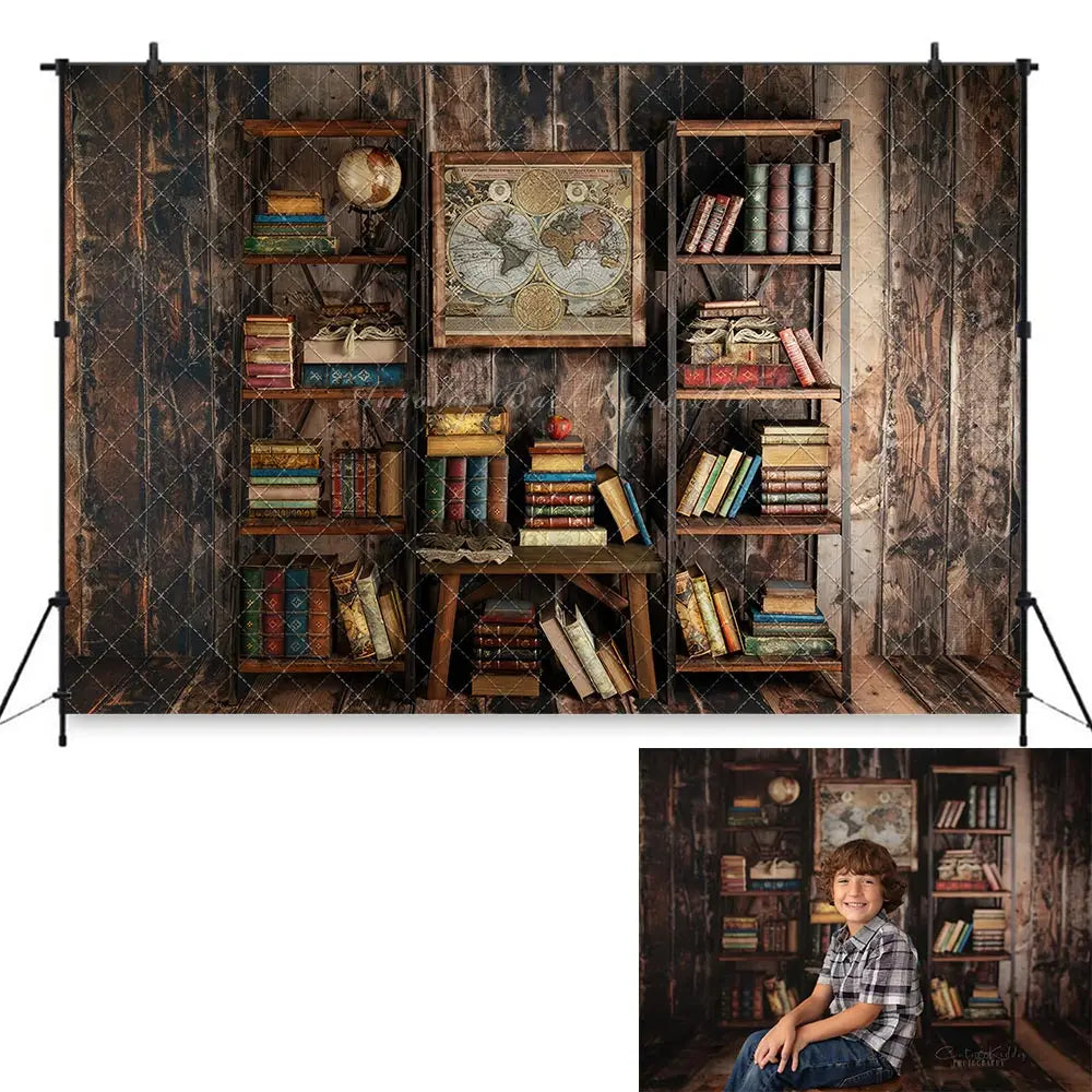 Library Of Books Photograohy Backdrop Kids Baby Cake Smash Photocall Decors Child Adult Birthday Photo Shoot Backgrounds