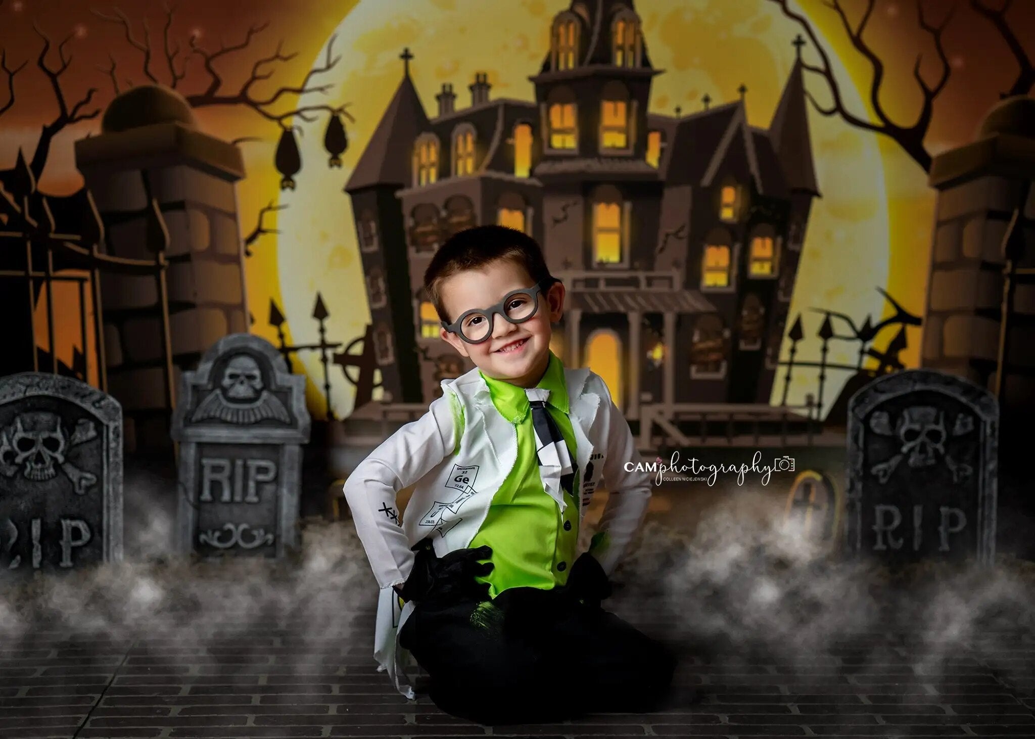 Halloween Cemetery Ghost House Backdrop Kids Adult Party Props Child Baby Birthday Cake Smash Photography Decors Background