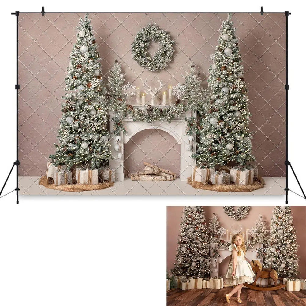 Christmas Theme Winter Boho Bliss Backdrop Kids Baby Cake Smash Photography Props Child Girls Adult Studio Backgrounds