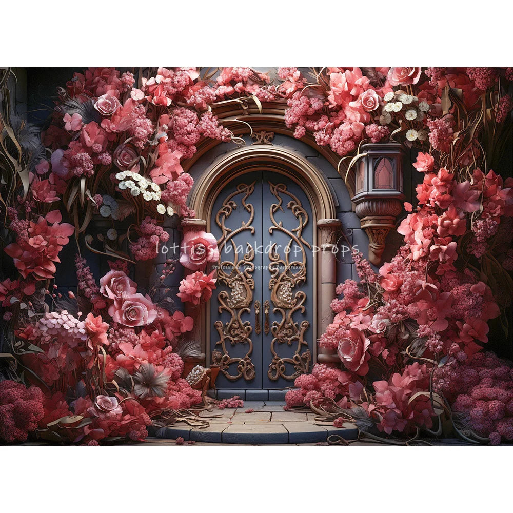 Garden House Floral Door Backdrops Kids Child Spring Photography Girl Baby Photocall Decors Rose Pink Flower Windows Backgrounds