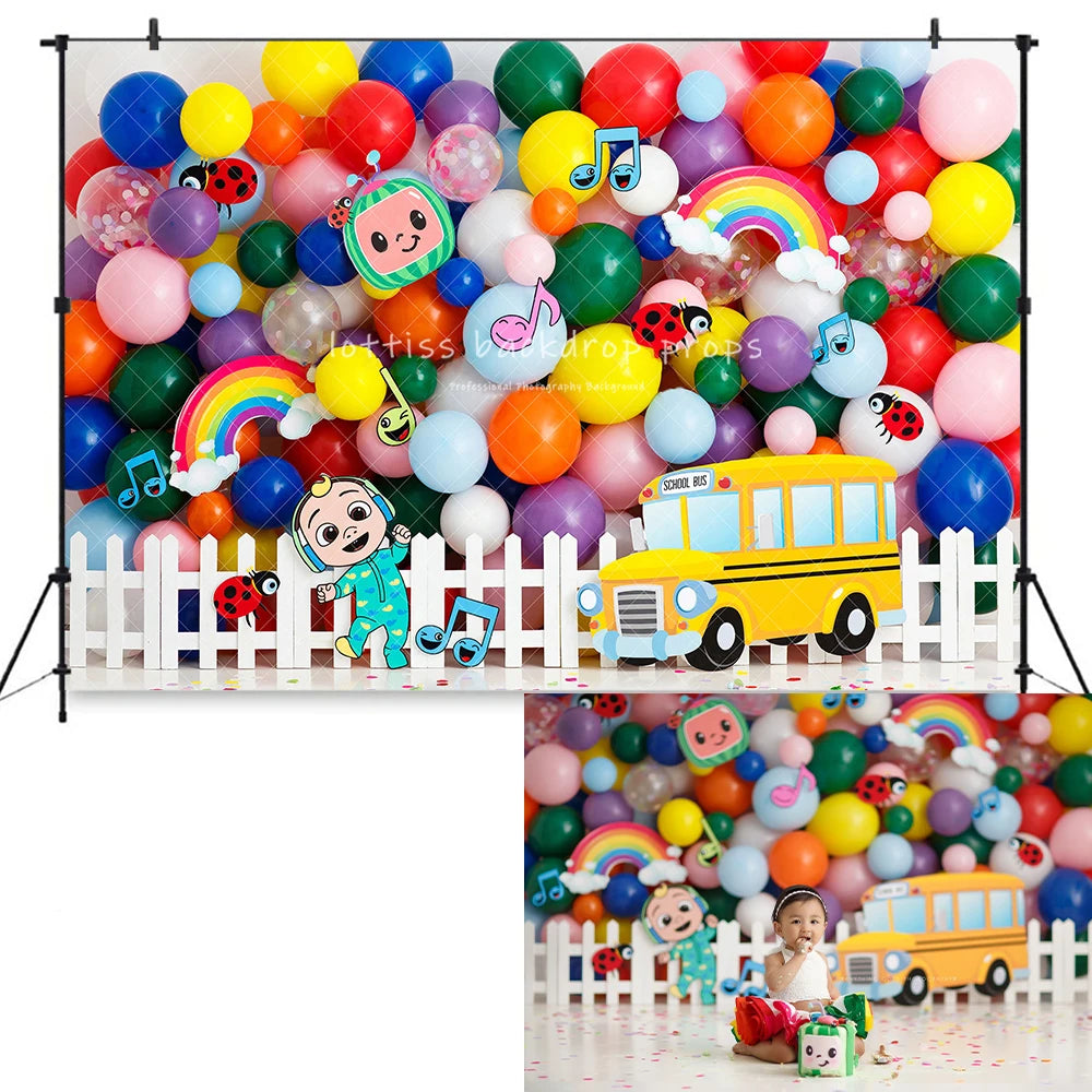 Balloons Donuts Candy Backdrops Kids Baby Birthday Cake Smash Photography Props Child Photocall Boy Race Car Backgrounds