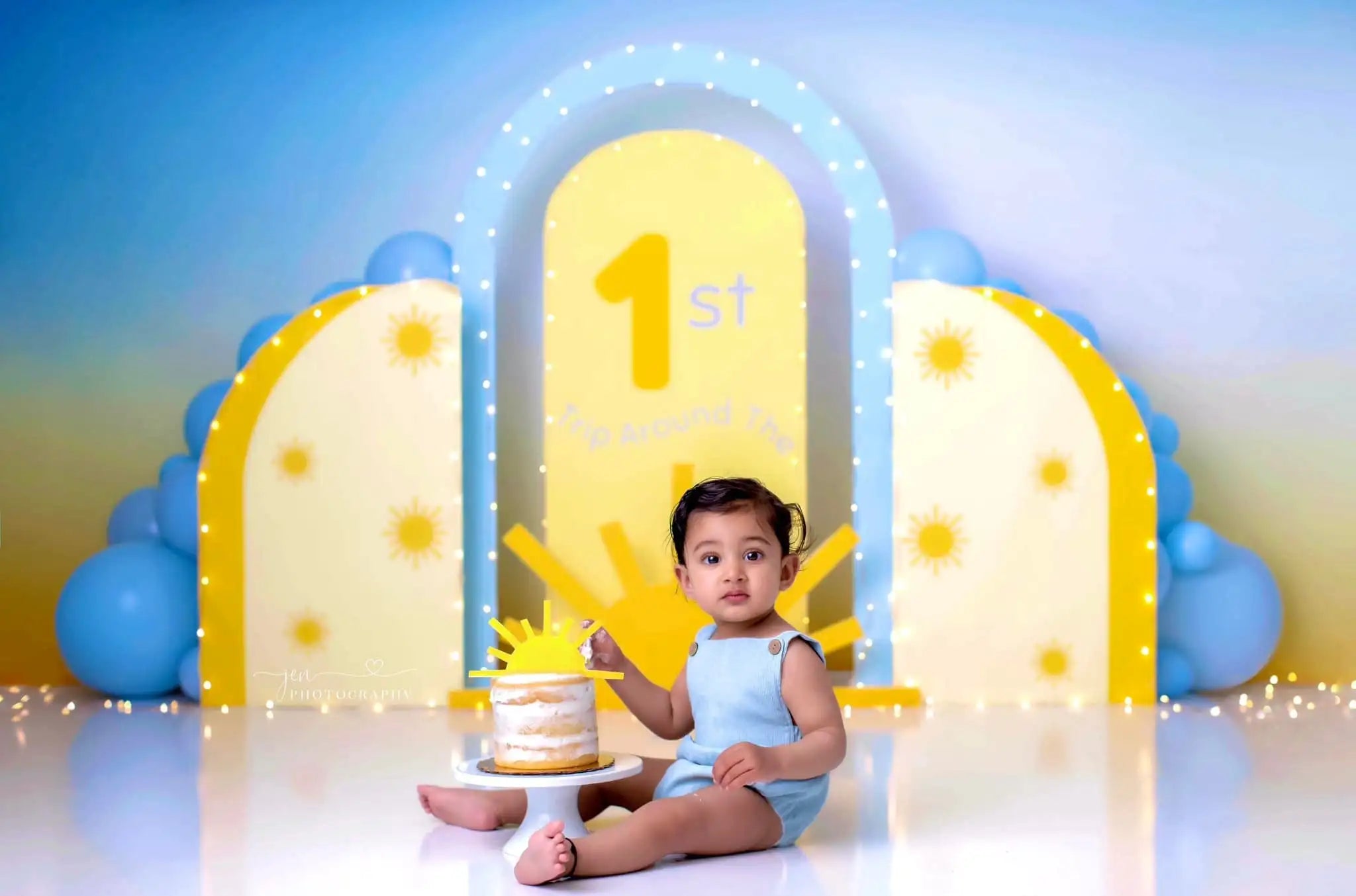 1st Trip Around The Sun Photography Backdrop Kids Baby Cake Smash Photocall Decors Girls Adult Birthday Studio Backgrounds