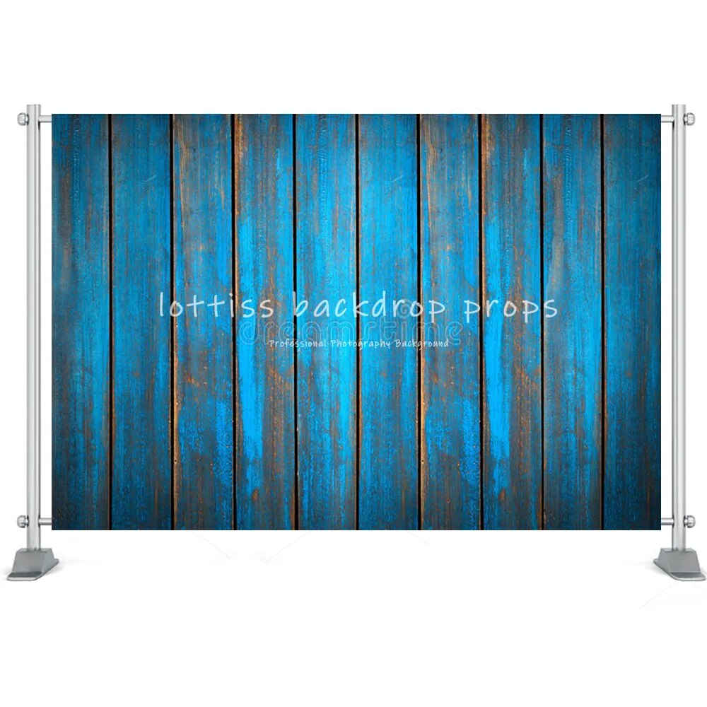 Colored Blue Wood Board Themed Background Cloth For Photography Baby Birthday Party Kids Portrait Wooden Backdrop Series One