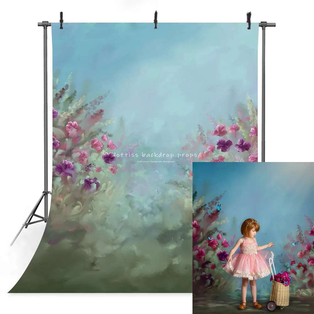 Abstract Art Flowers Photography Backdrops Maternity Portrait Painting Floral Background Pregnant Woman Newborn Photostudio