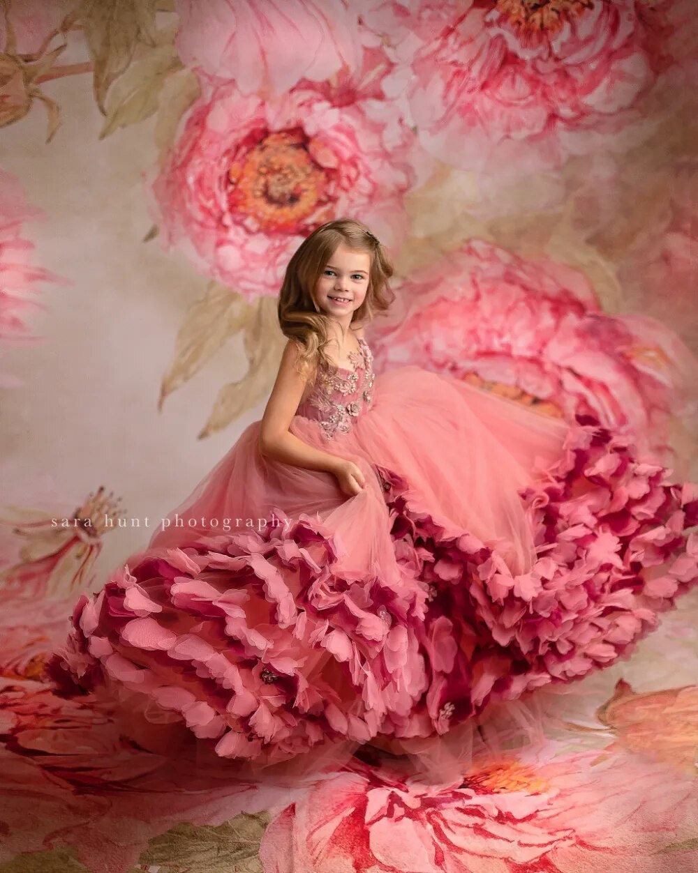 Watercolor Floral Backdrop Girl Portrait Pregnant Woman Photography Children Baby Photostudio Props Pink Flower Background